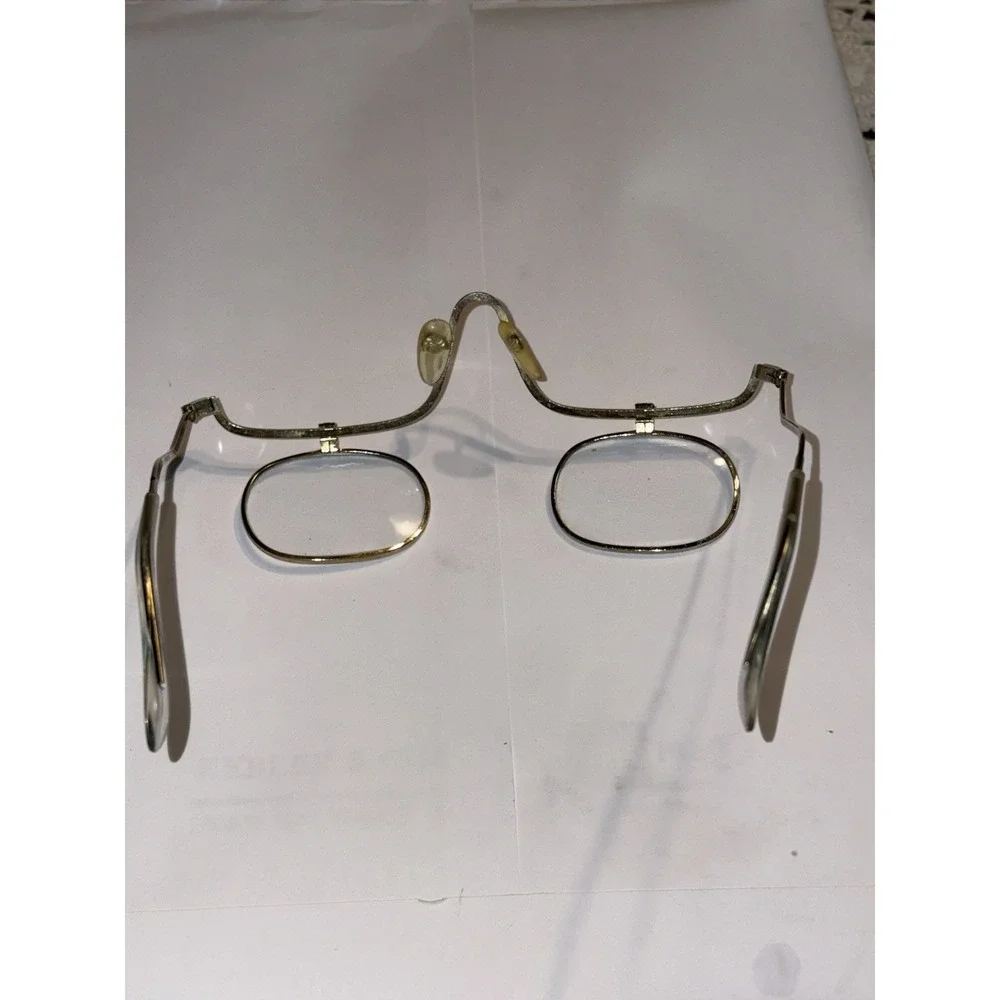 Vintage Steampunk BOHO‎ Flip Down Eye Glasses Gold Wire Framed Functional Prop